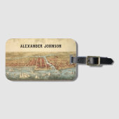 Chicago Antique Map, LaSalle Street und Fluss Gepäckanhänger (Vorderseite (Horizontal))