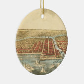 Chicago Antique Map, LaSalle Street und Fluss Keramik Ornament (Rechts)