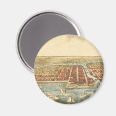 Chicago Antique Map, LaSalle Street und Fluss Magnet (Vorderseite/Rückseite)