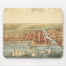Chicago Antique Map, LaSalle Street und Fluss