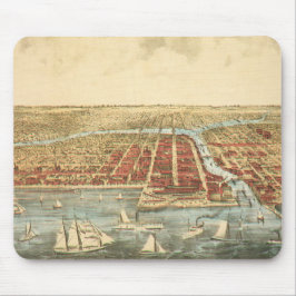 Chicago Antique Map, LaSalle Street und Fluss Mousepad