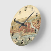 Chicago Antique Map, LaSalle Street und Fluss Runde Wanduhr (Winkel)