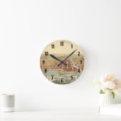 Chicago Antique Map, LaSalle Street und Fluss Runde Wanduhr (Zuhause)