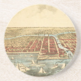 Chicago Antique Map, LaSalle Street und Fluss Sandstein Untersetzer