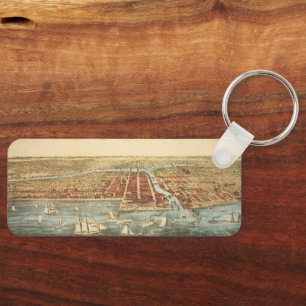 Chicago Antique Map, LaSalle Street und Fluss Schlüsselanhänger