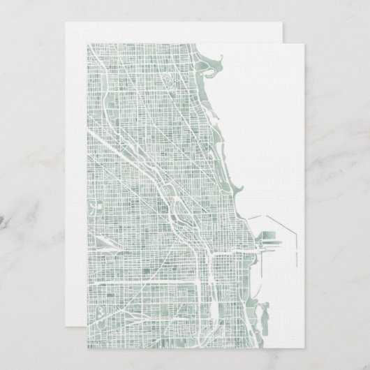 Chicago Aquarellkarte (Vorne/Hinten)