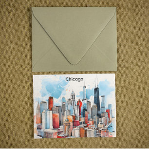Chicago-Aquarellmalerei Skyline Stadtansicht Postkarte
