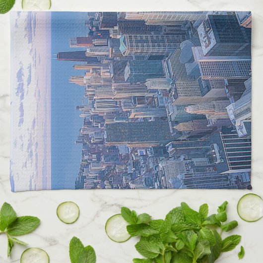 Chicago Architectural Gebäude Artwork | Geschirrtuch (Gefaltet)