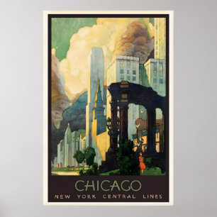 Chicago Art Deco Reiseplakat 1929 Vintage Druck Poster