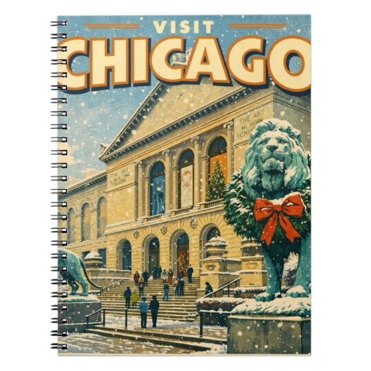 Chicago Art Institute in winter poster Notizblock (Vorderseite)