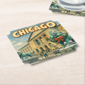 Chicago Art Institute in winter poster Untersetzer (angewinkelt)