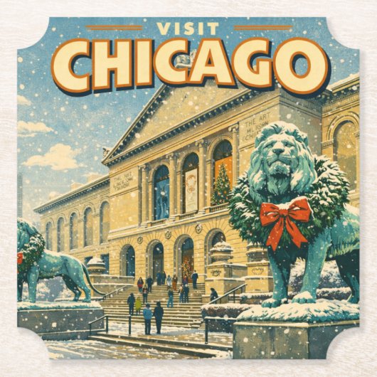 Chicago Art Institute in winter poster Untersetzer (Vorderseite)