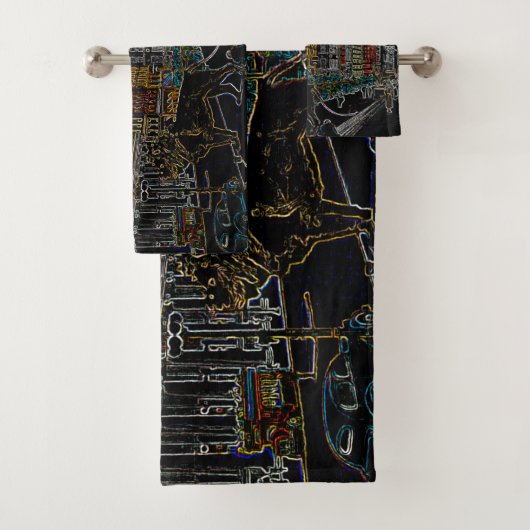 CHICAGO ART INSTITUTE LIONS MICHIGAN AVE NEON 1930 BADHANDTUCH SET (Insitu)