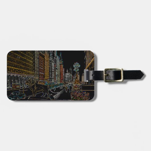 CHICAGO ART INSTITUTE LIONS MICHIGAN AVE NEON 1930 GEPÄCKANHÄNGER (Vorderseite horizontal)