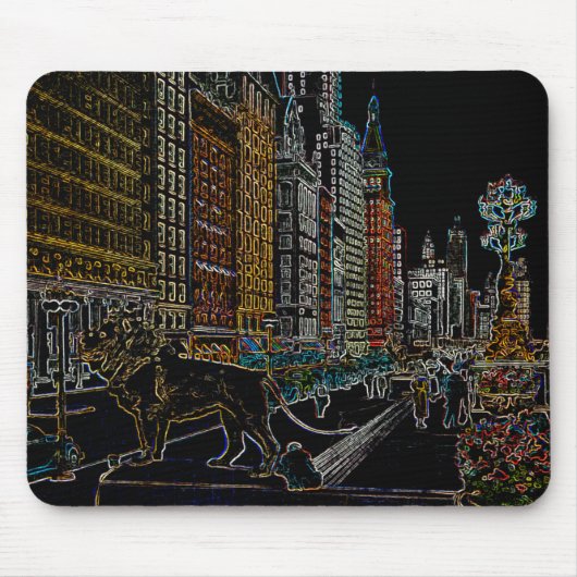 CHICAGO ART INSTITUTE LIONS MICHIGAN AVE NEON 1930 MOUSEPAD (Vorne)