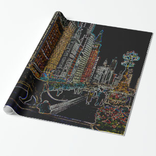 CHICAGO ART INSTITUTE LÖWEN MICHIGAN AVE NEON 1930 GESCHENKPAPIER