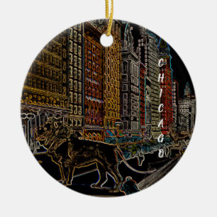 CHICAGO ART INSTITUTE LÖWEN MICHIGAN AVE NEON 1930 KERAMIK ORNAMENT