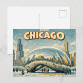 Chicago Bean im Winter Postkarte (Vorne/Hinten)
