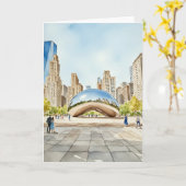 Chicago Bean Watercolor Karte (Gelbe Blume)