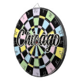 Chicago bearbeitbare Texte Schwarz und Pastellfarb Dartscheibe (Vorderseite rechts)