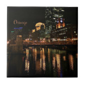 Chicago bei Night Cityscape Fliese (Vorderseite)