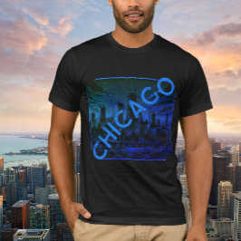 Chicago Black Blue Name Graphic T - Shirt