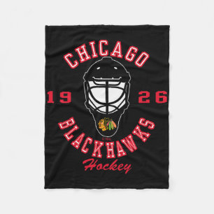 Chicago Blackhawks Hockeymaske Schwarz Offiziell L Fleecedecke