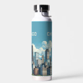 Chicago Blaue Skyline Trinkflasche (Links)