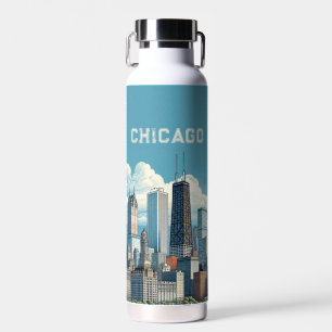 Chicago Blaue Skyline Trinkflasche