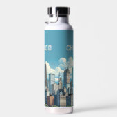 Chicago Blaue Skyline Trinkflasche (Rechts)