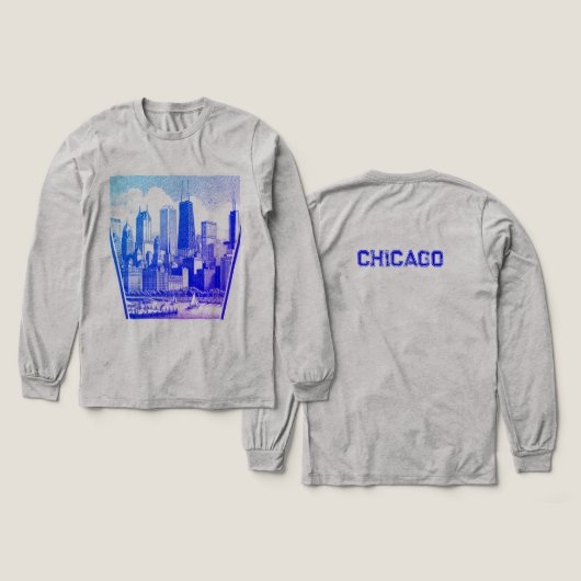Chicago Blue Graphic T - Shirt Tri-Blend Shirt (Design Vorderseite & Rückseite)