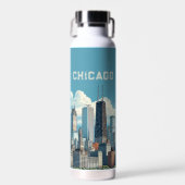 Chicago Blue Skyline Trinkflasche (Vorne)