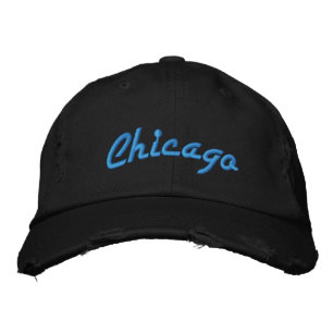 Chicago Blue und Black Vintag Style gestört Bestickte Baseballkappe