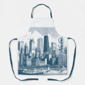 Chicago Blue White All-Over Print Schürze (Vorderseite)