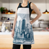 Chicago Blue White All-Over Print Schürze