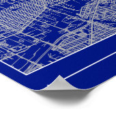 Chicago Blueprint City Map Poster Blue Minimalist (Ecke)