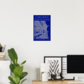 Chicago Blueprint City Map Poster Blue Minimalist (Heimbüro)