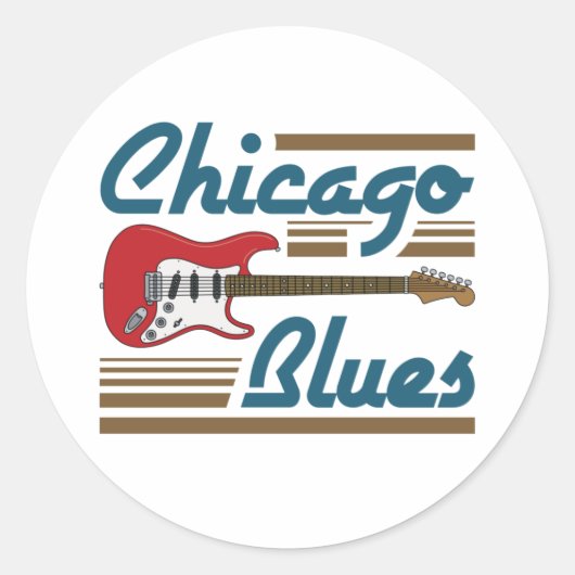 Chicago Blues Music Musician Guitar Runder Aufkleber (Vorderseite)
