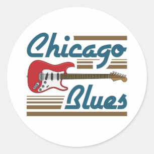 Chicago Blues Music Musician Guitar Runder Aufkleber