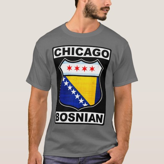 Chicago Bosnian American Design T - Shirt (Vorderseite)