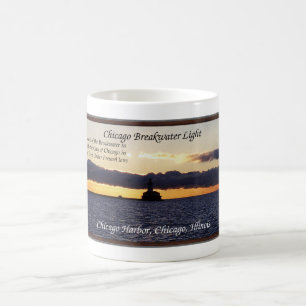 Chicago Breakwater Light Sunset Tasse