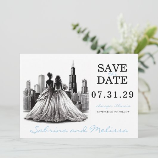 Chicago Brides Save The Date (Stehend Vorderseite)