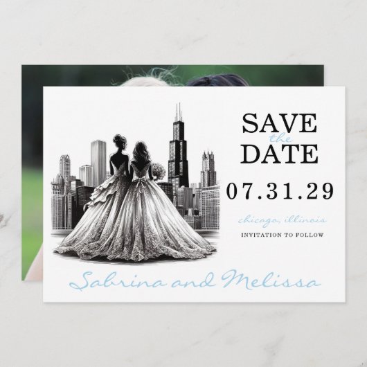 Chicago Brides Save The Date (Vorne/Hinten)