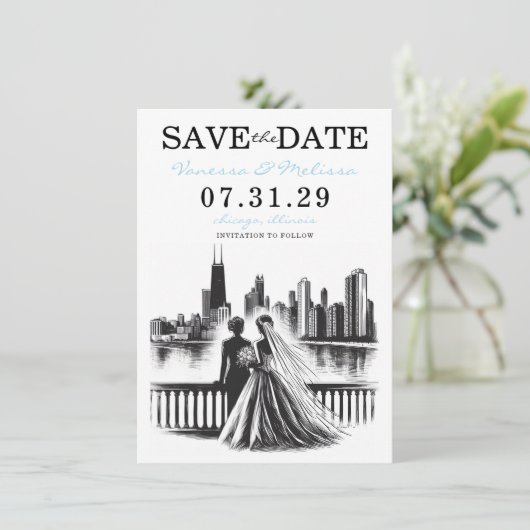 Chicago Brides Save The Date (Stehend Vorderseite)