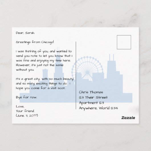 Chicago Bridges Postkarte (Rückseite)