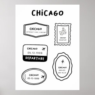 Chicago - Briefmarke Collection   Minimalistisch Poster