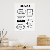 Chicago - Briefmarke Collection | Minimalistisch Poster (Küche)