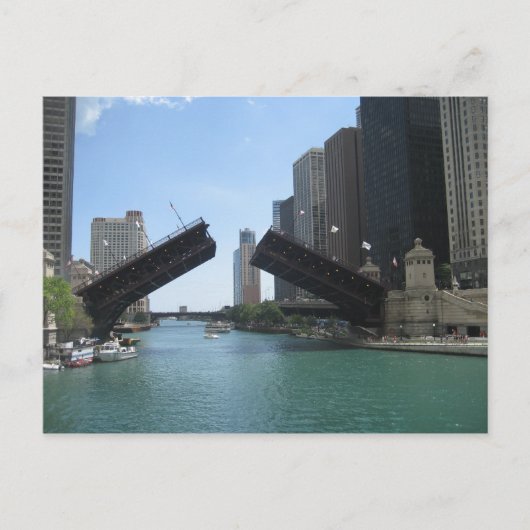 Chicago-Brücke und Fluss Postkarte (Vorderseite)