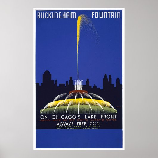 Chicago Buckingham Fountain Vintag WPA Poster (Vorne)