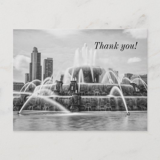 Chicago Buckingham Grayscale Danke Postcard Postkarte (Vorderseite)